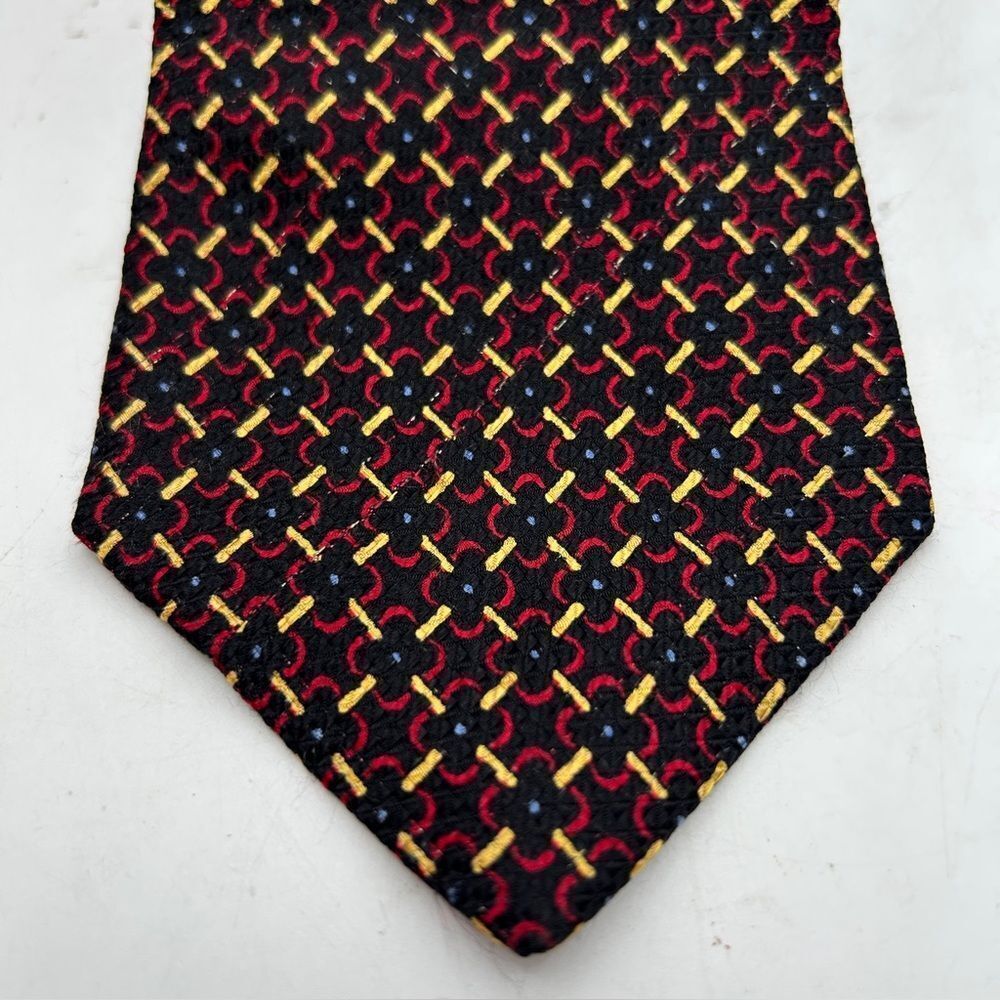 Burberry mens silk neck tie red yellow black